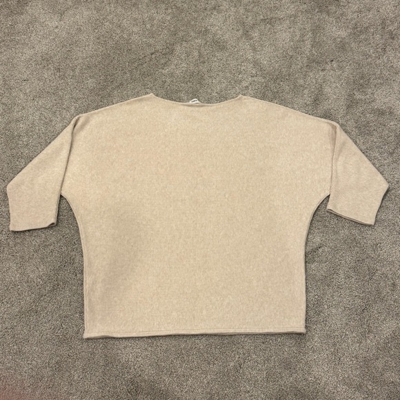 The Reset R Label Ribbed Short Sleeve Pullover Sweater in Cream Size Large / XL - Picture 4 of 10